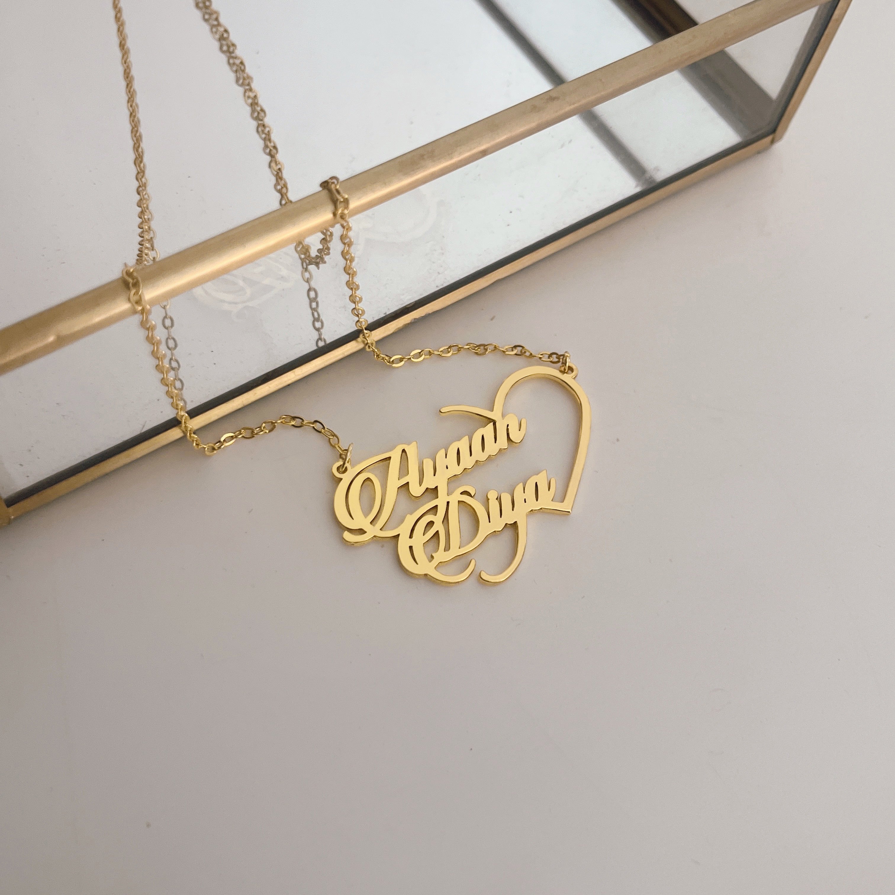 Couple Half Heart Name Necklace