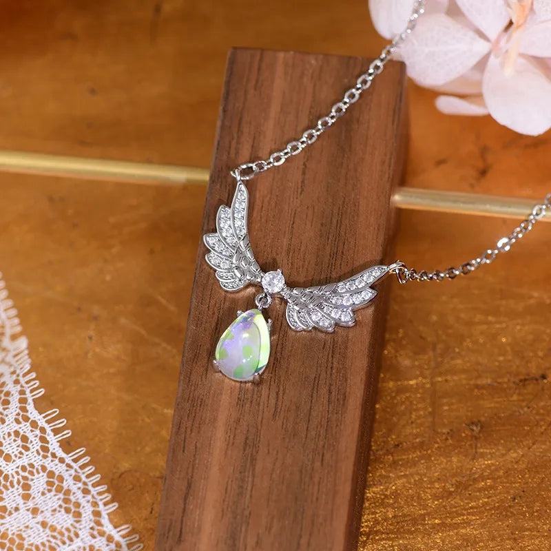 Guardian Angel Wings Crystal Necklace