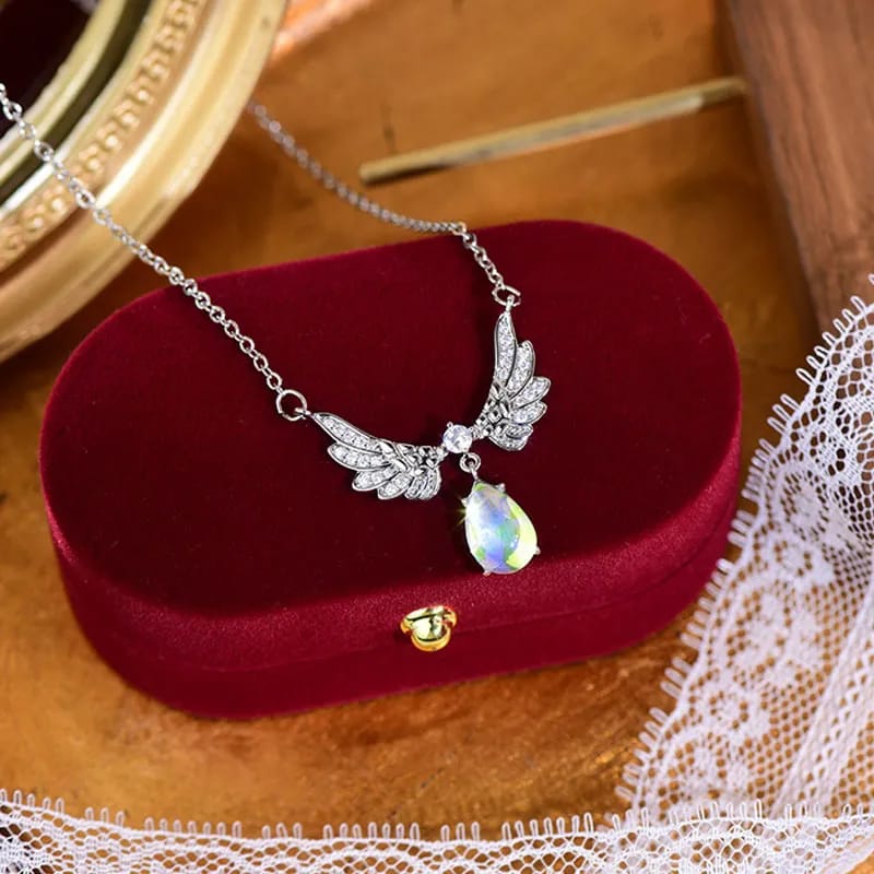 Guardian Angel Wings Crystal Necklace