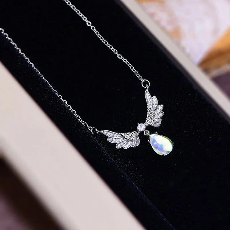 Guardian Angel Wings Crystal Necklace